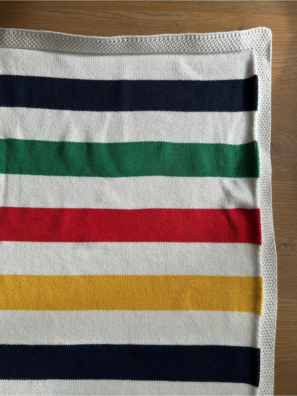 Hudson’s Bay Baby Blanket Wool Blend Multistripe Knit 29x36